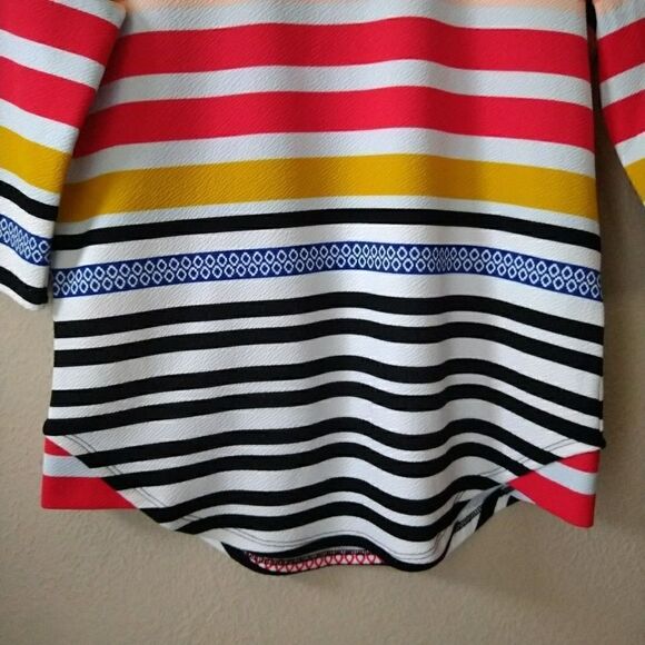 Bar III Striped Top 3/4 Sleeve w/Zipped Back, Size - Medium - Picture 5 of 8